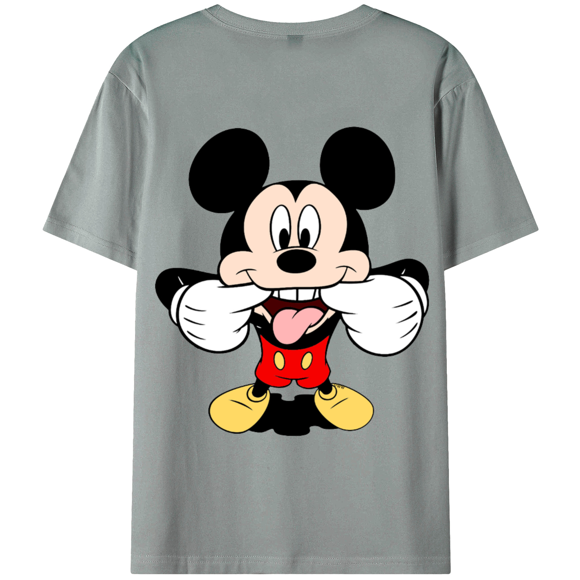 ミッキーマウス Mickey Mouse 綿100％ メンズ半袖Tシャツ（バックプリント） 通気性